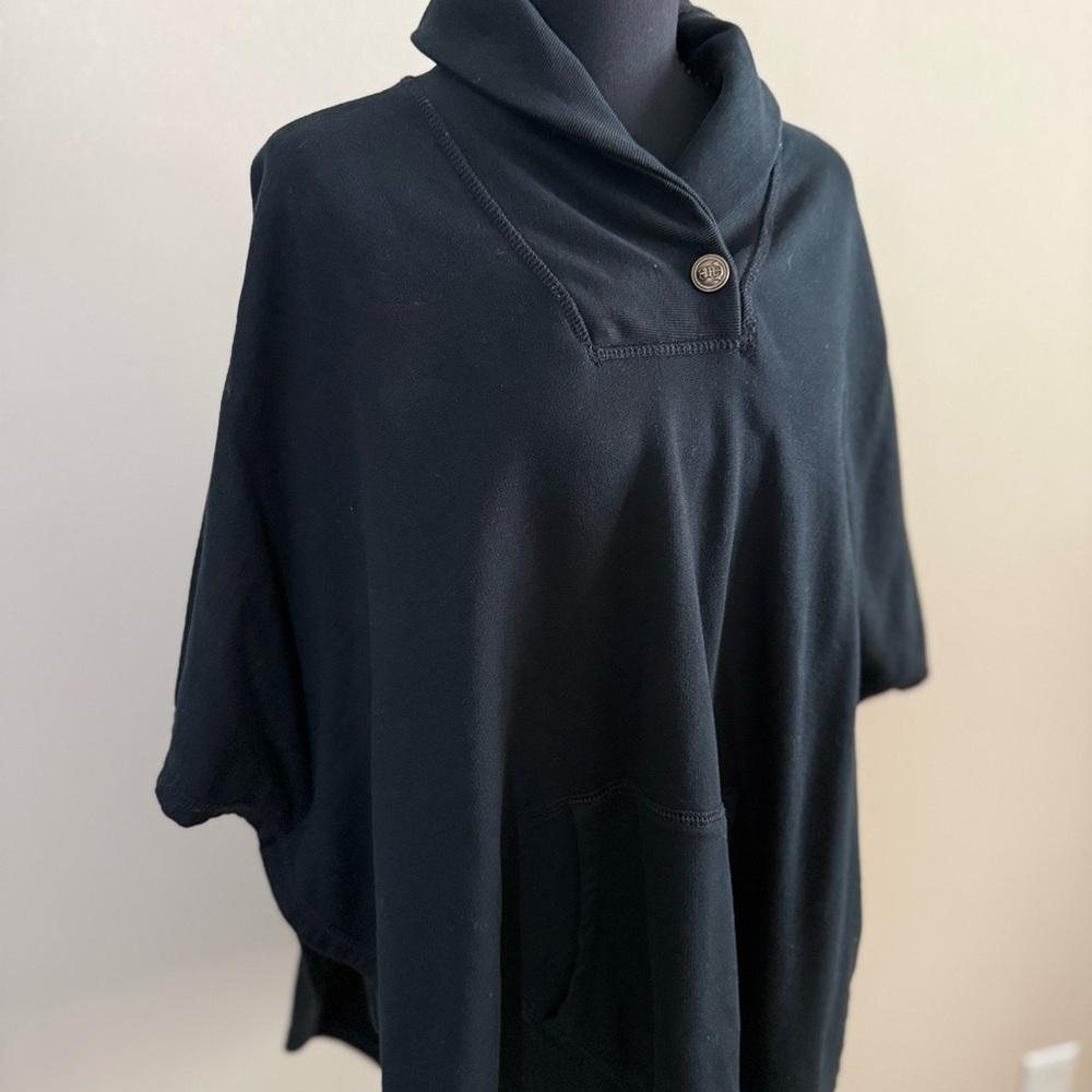 Lauren Ralph Lauren Black Shawl Collar Poncho Sweater OS - Picture 4 of 11